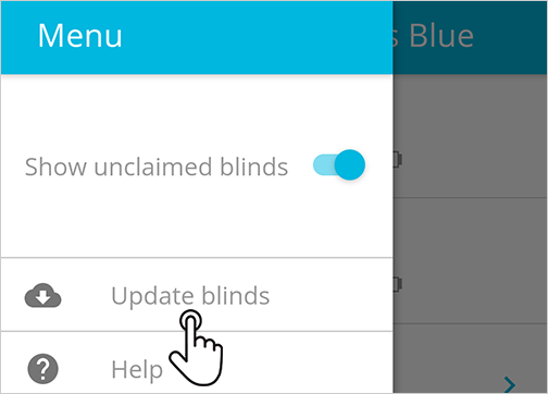 Blue link Update Blinds Menu