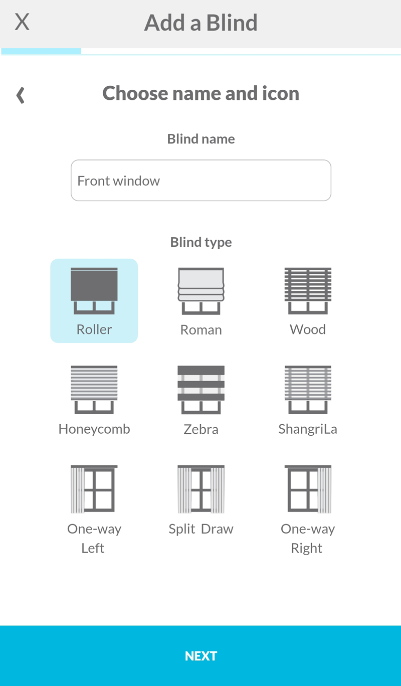 Enter name and choose an icon for your blind