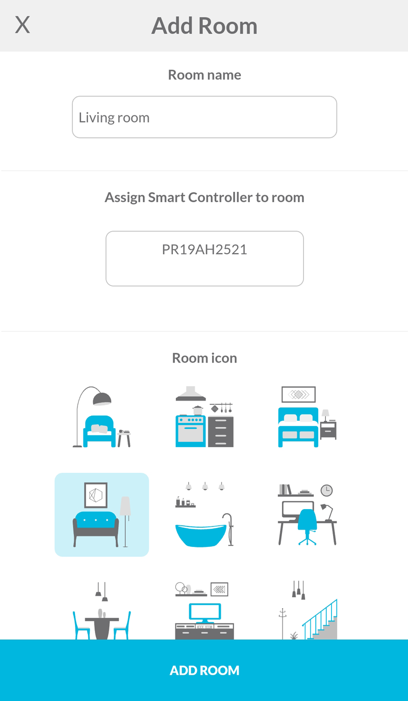 Create a new room by choosing entering name and choosing a room icon