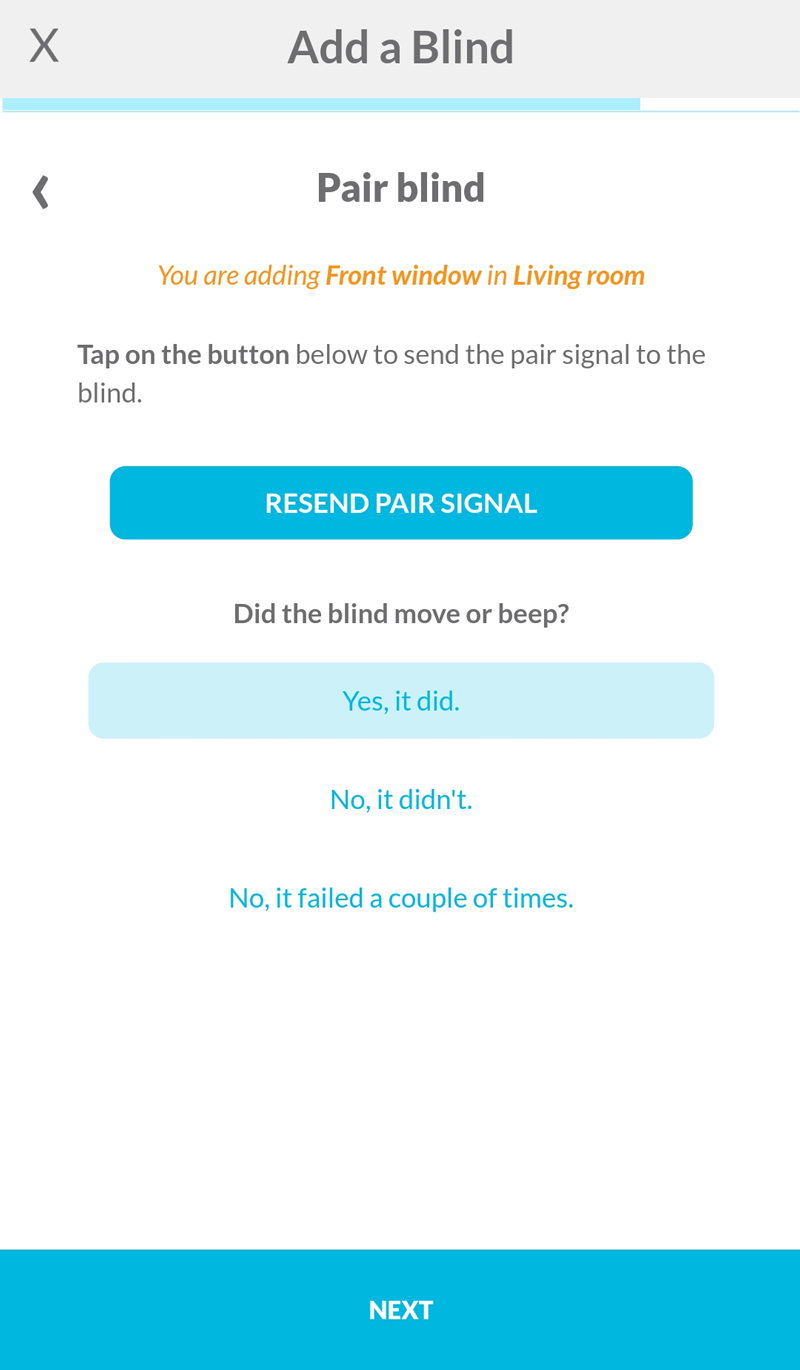 App asks for user confirmation if the blind move or beep