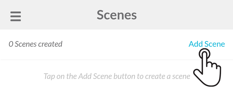 user taps on the blue button called add scene