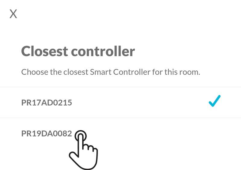User taps on another Smart Controller to assign to the room
